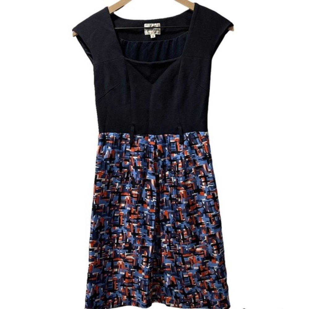 Milly Navy Geometric Print Sleeveless Mini Dress Modern Chic Classic